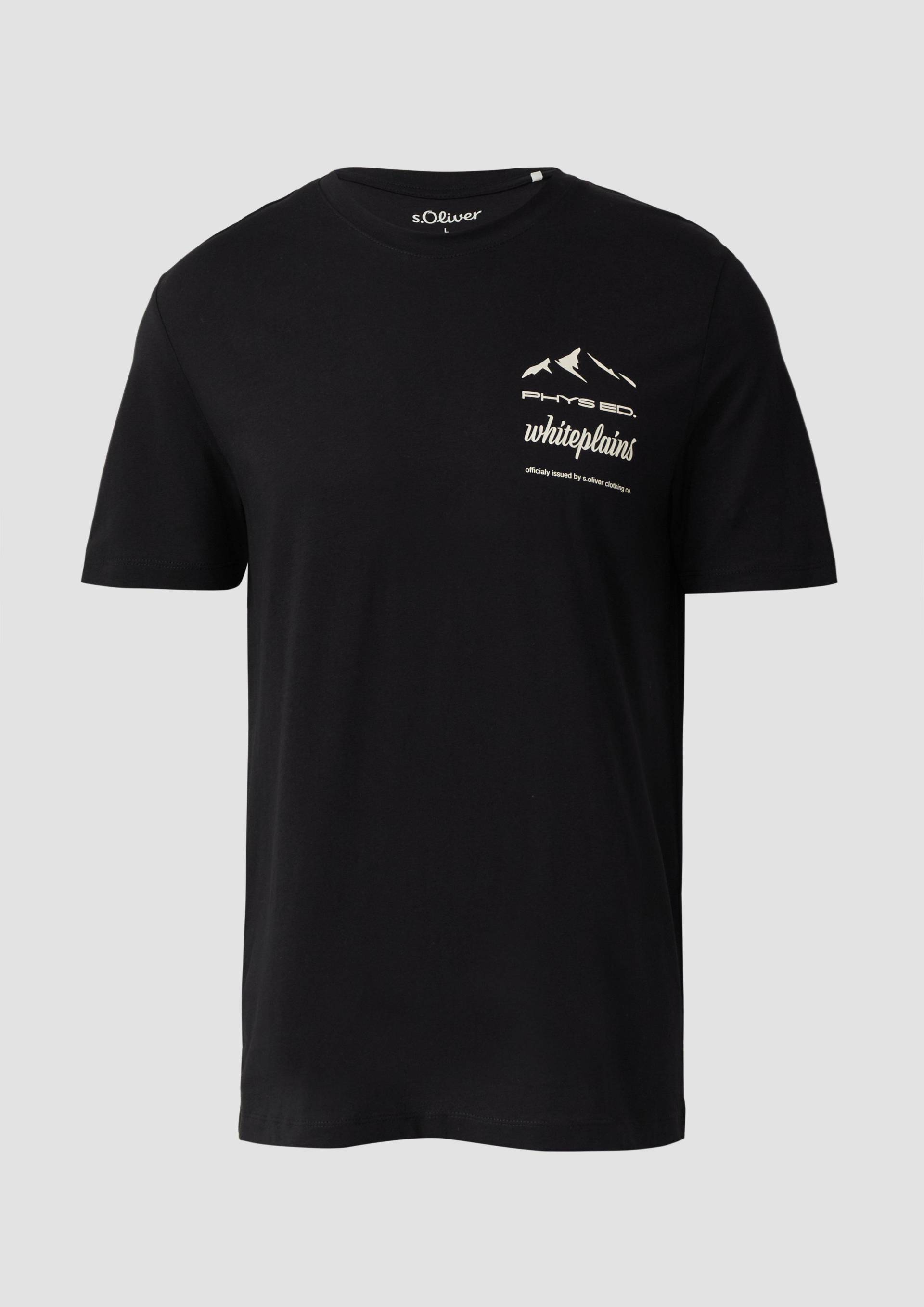 s.Oliver - T-Shirt mit Frontprint aus Baumwolle, Herren, schwarz von s.Oliver