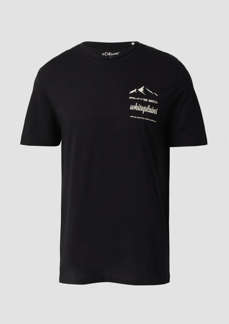 s.Oliver - T-Shirt mit Frontprint aus Baumwolle, Herren, schwarz von s.Oliver