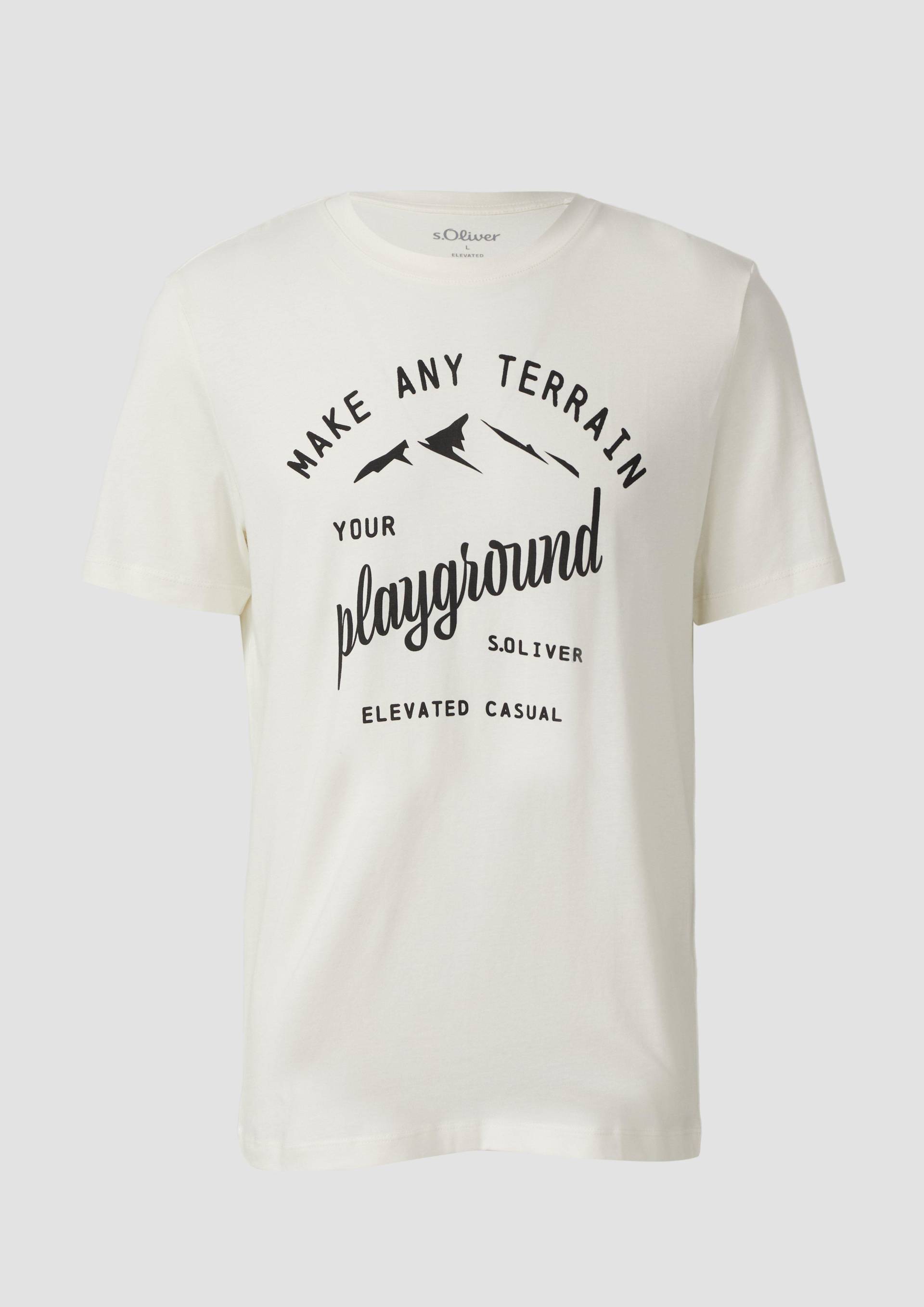 s.Oliver - T-Shirt mit Frontprint aus Baumwolle, Herren, weiß von s.Oliver