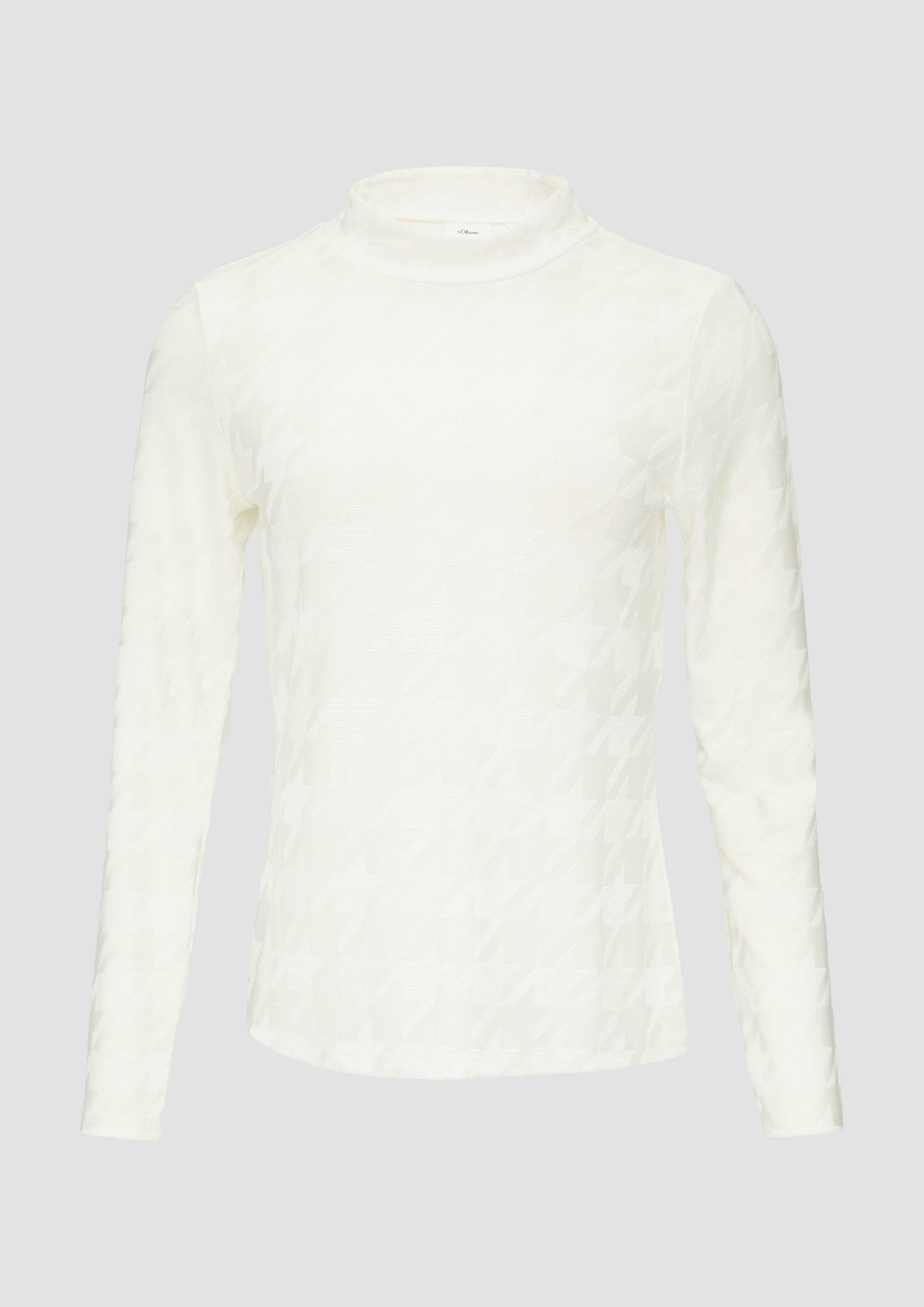 s.Oliver - T-Shirt mit Hahnentrittmuster, Damen, creme von s.Oliver