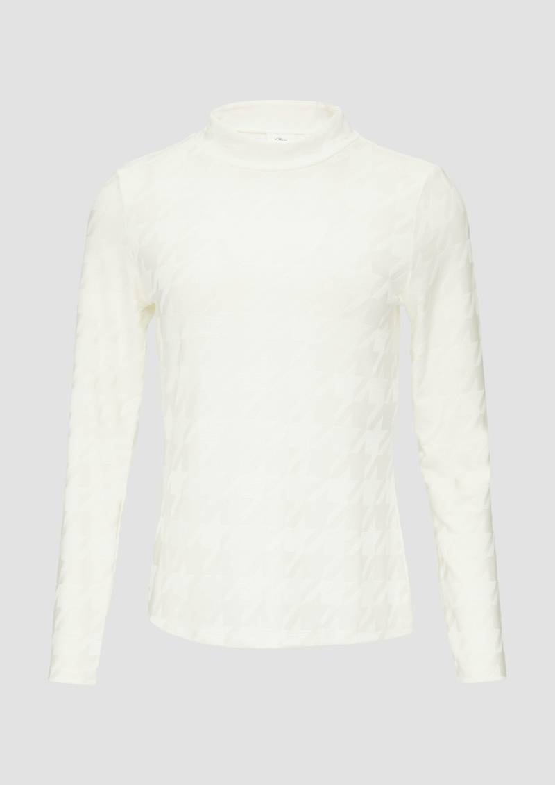 s.Oliver - T-Shirt mit Hahnentrittmuster, Damen, creme von s.Oliver