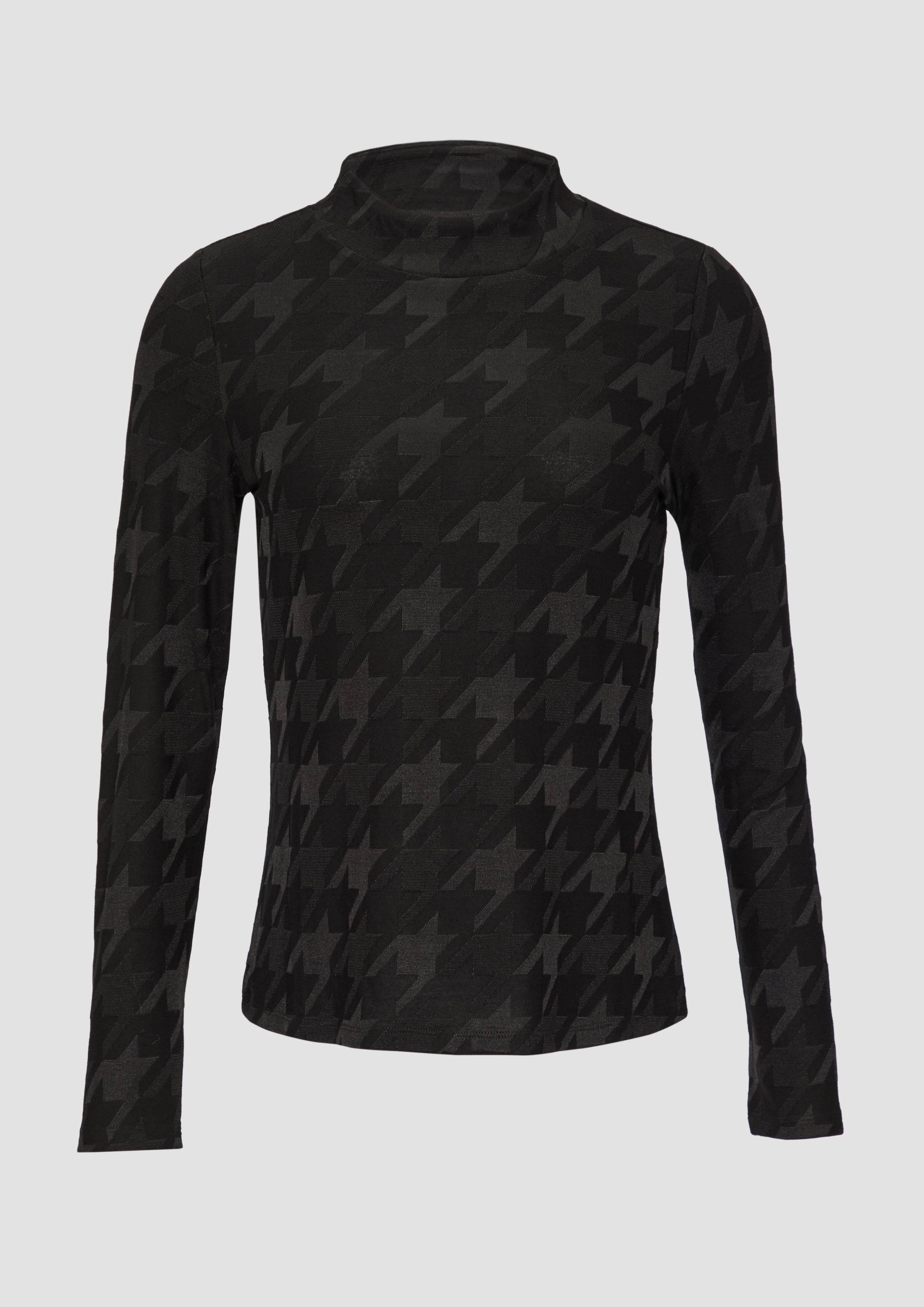 s.Oliver - T-Shirt mit Hahnentrittmuster, Damen, schwarz von s.Oliver