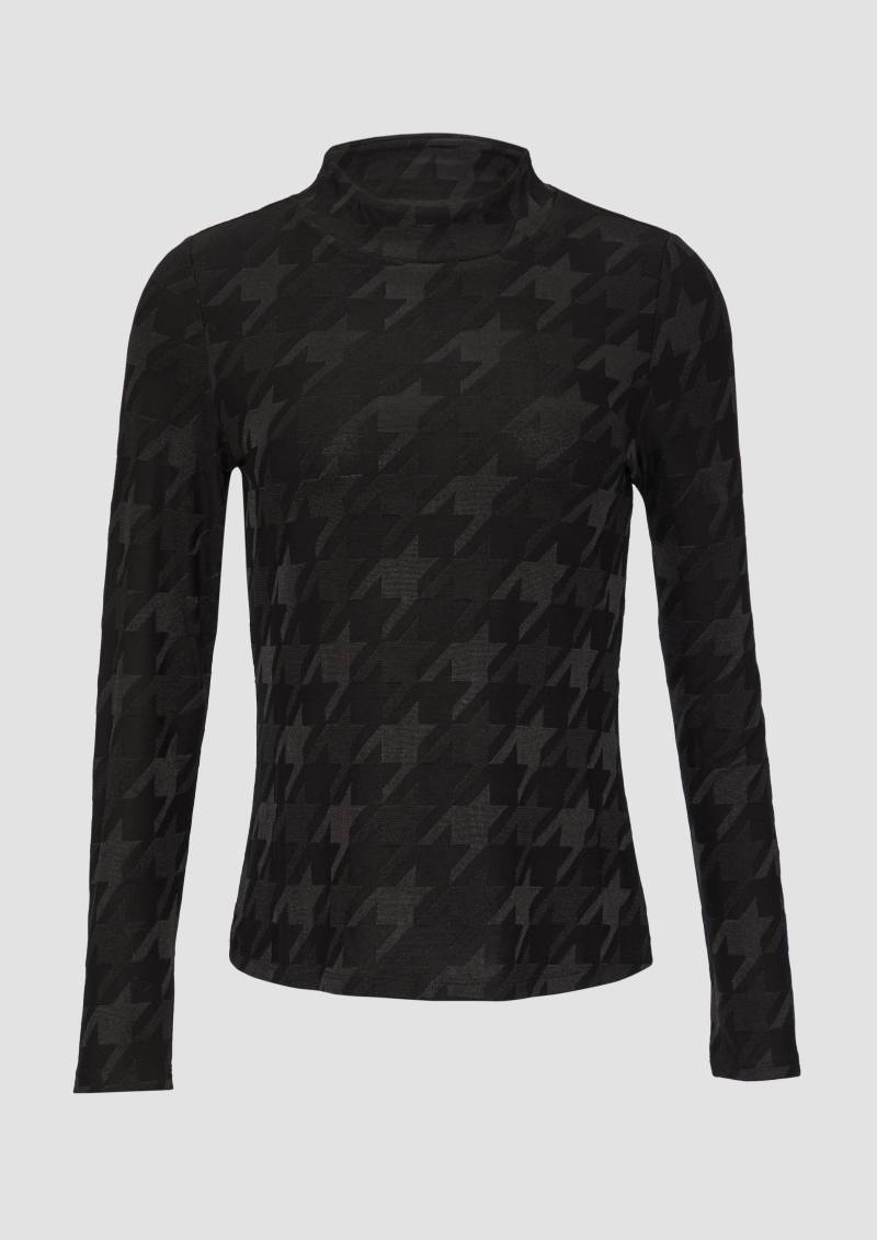 s.Oliver - T-Shirt mit Hahnentrittmuster, Damen, schwarz von s.Oliver