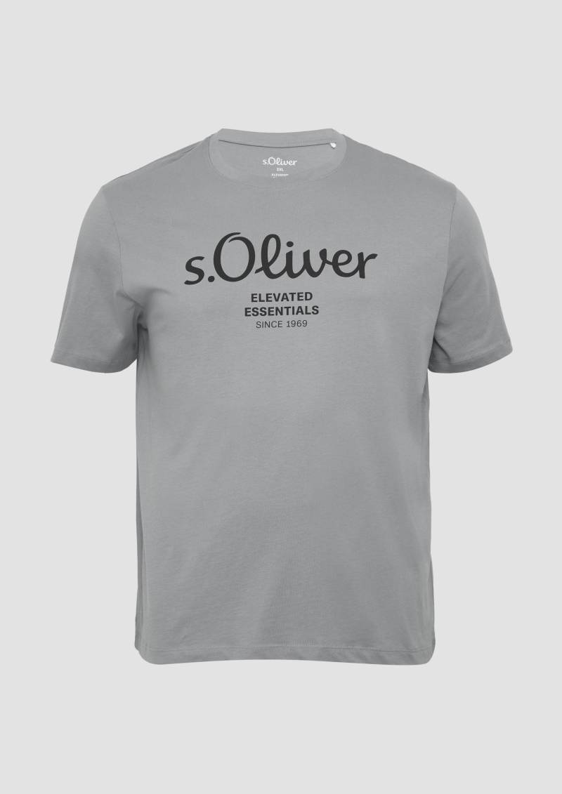 s.Oliver - Baumwoll-T-Shirt mit Logo-Print, Herren, grau von s.Oliver