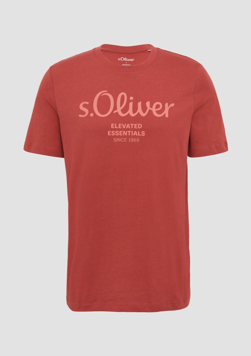 s.Oliver - Baumwoll-T-Shirt mit Logo-Print, Herren, rot von s.Oliver