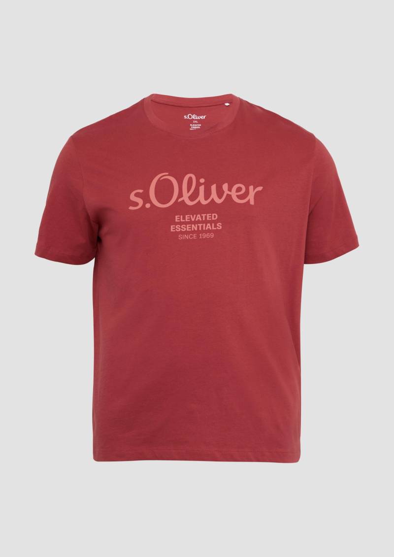 s.Oliver - Baumwoll-T-Shirt mit Logo-Print, Herren, rot von s.Oliver