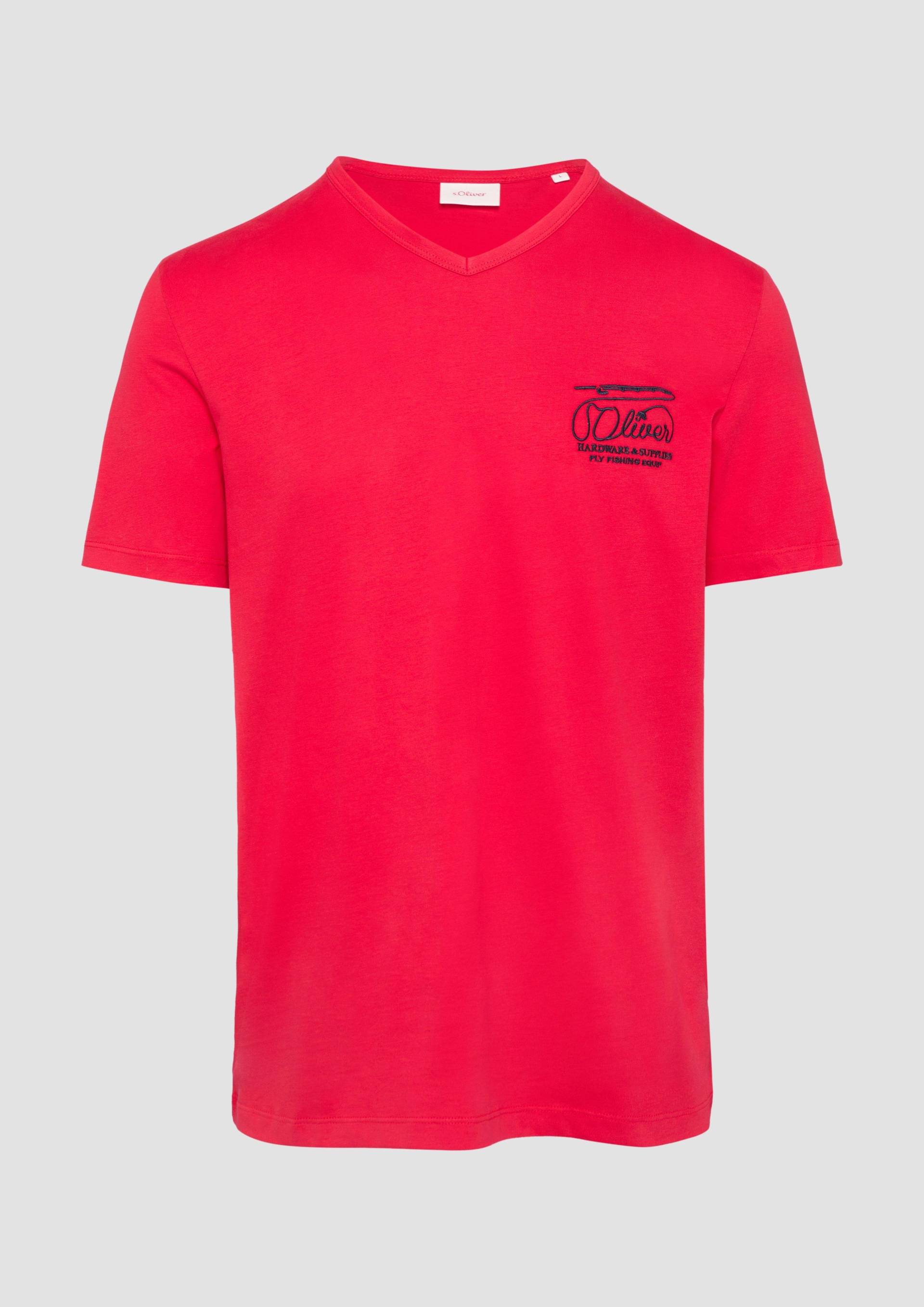 s.Oliver - T-Shirt mit Logostickerei, Herren, rot von s.Oliver