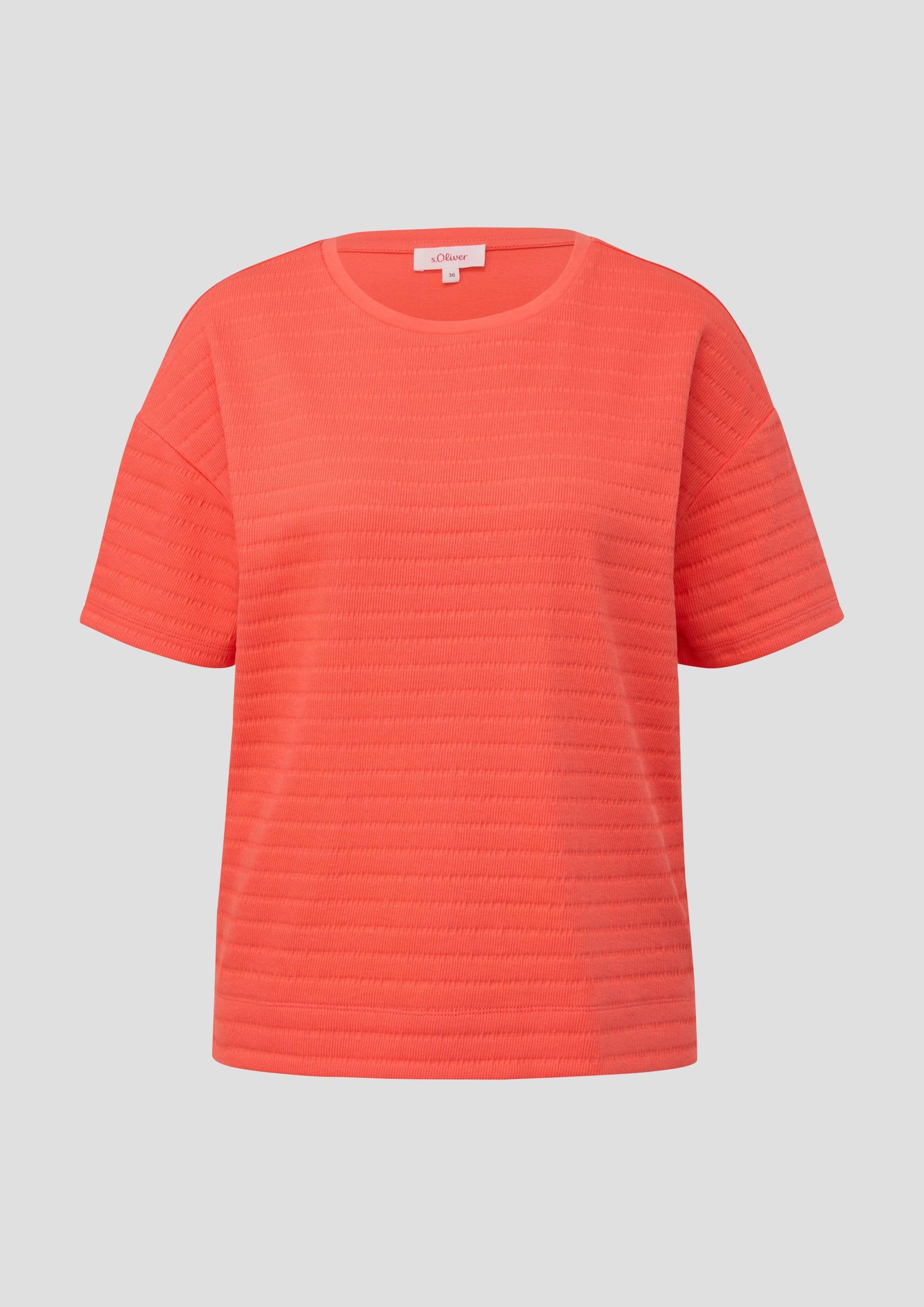 s.Oliver - T-Shirt mit Musterstruktur, Damen, Orange von s.Oliver