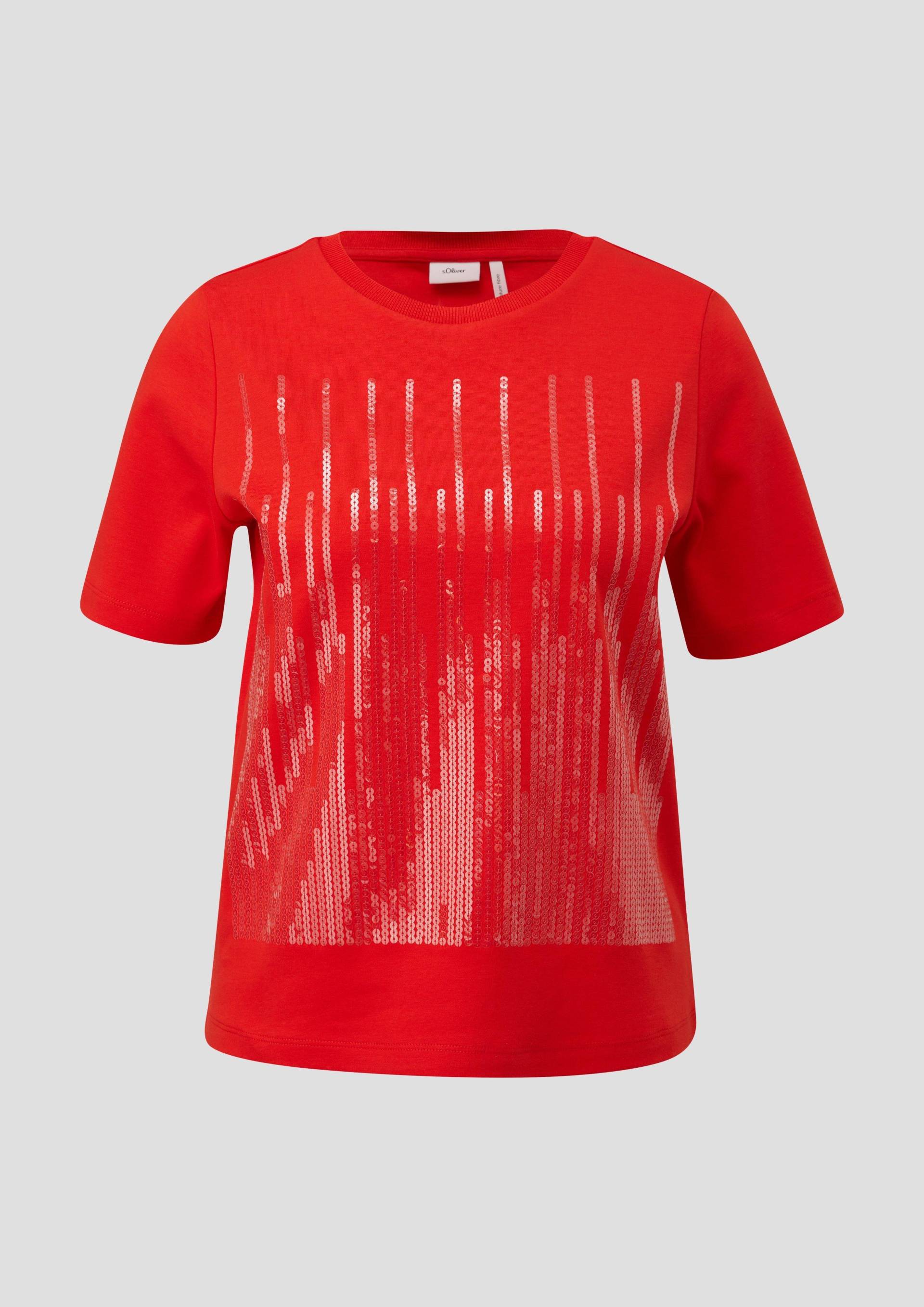 s.Oliver - T-Shirt mit Pailletten, Damen, rot von s.Oliver