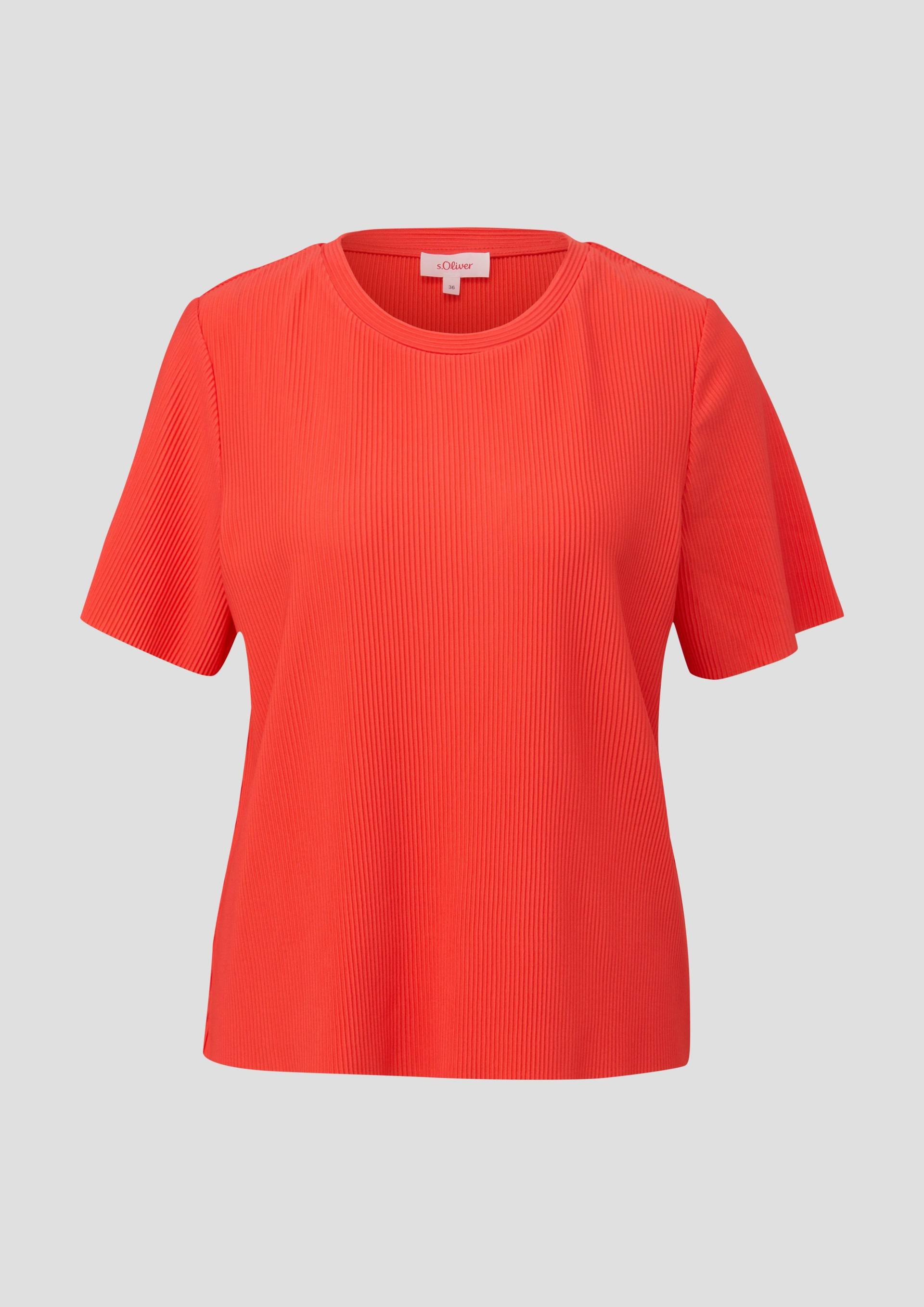 s.Oliver - T-Shirt mit Plisseefalten, Damen, Orange von s.Oliver