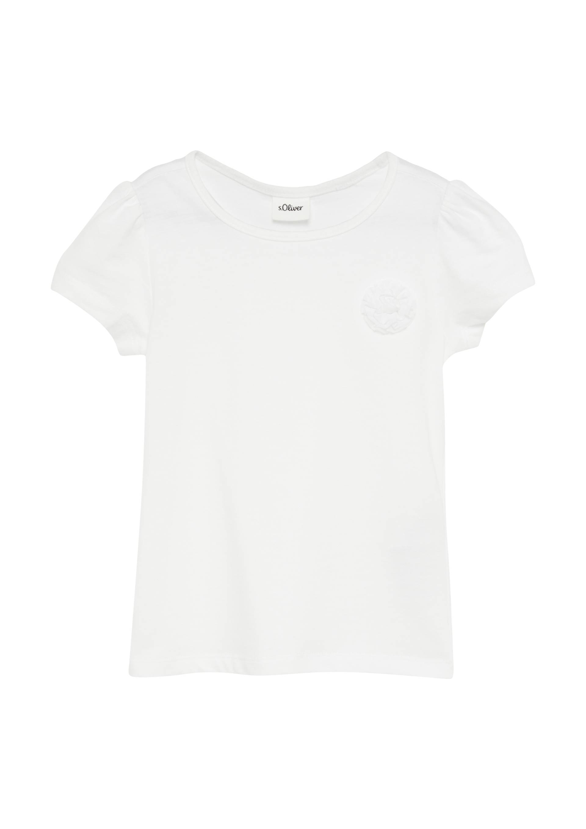 s.Oliver - T-Shirt mit Puffärmeln und Blumenapplikation, Kinder, weiß von s.Oliver