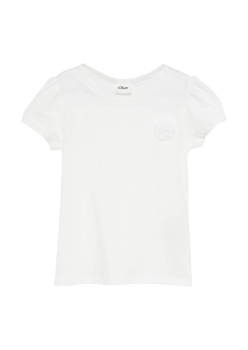 s.Oliver - T-Shirt mit Puffärmeln und Blumenapplikation, Kinder, weiß von s.Oliver