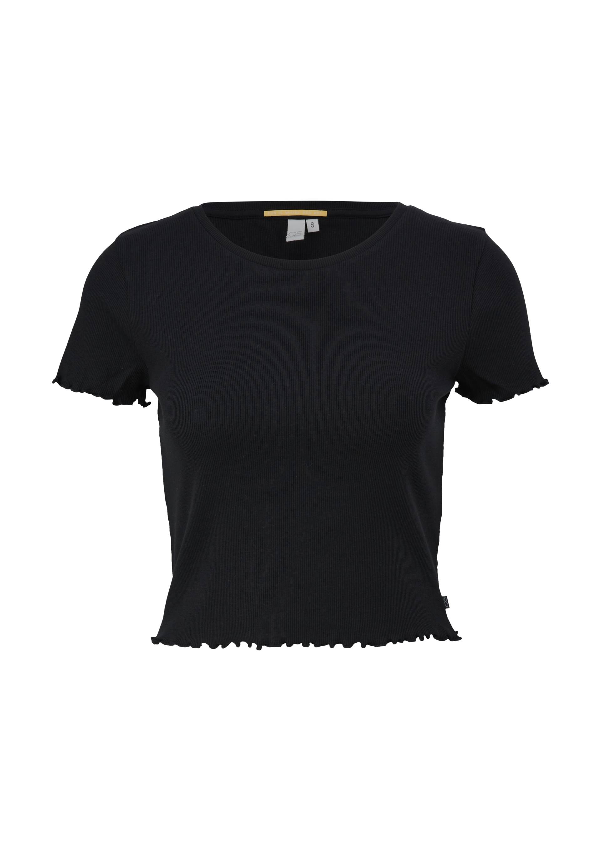 QS - T-Shirt mit Rippstruktur, Damen, schwarz von QS