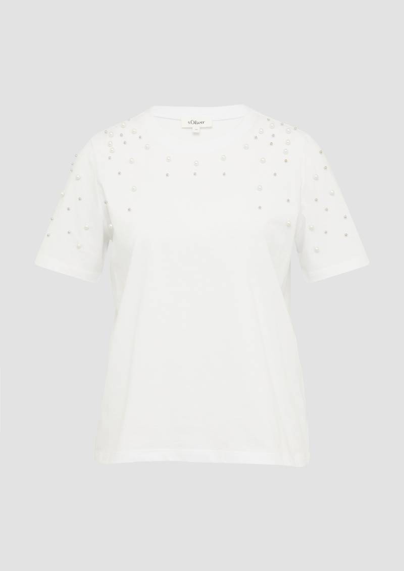 s.Oliver - T-Shirt mit Schmuckperlen im Relaxed Fit, Damen, weiß s.Oliver - T-Shirt mit Schmuckperlen im Relaxed Fit, Damen, weiß von s.Oliver