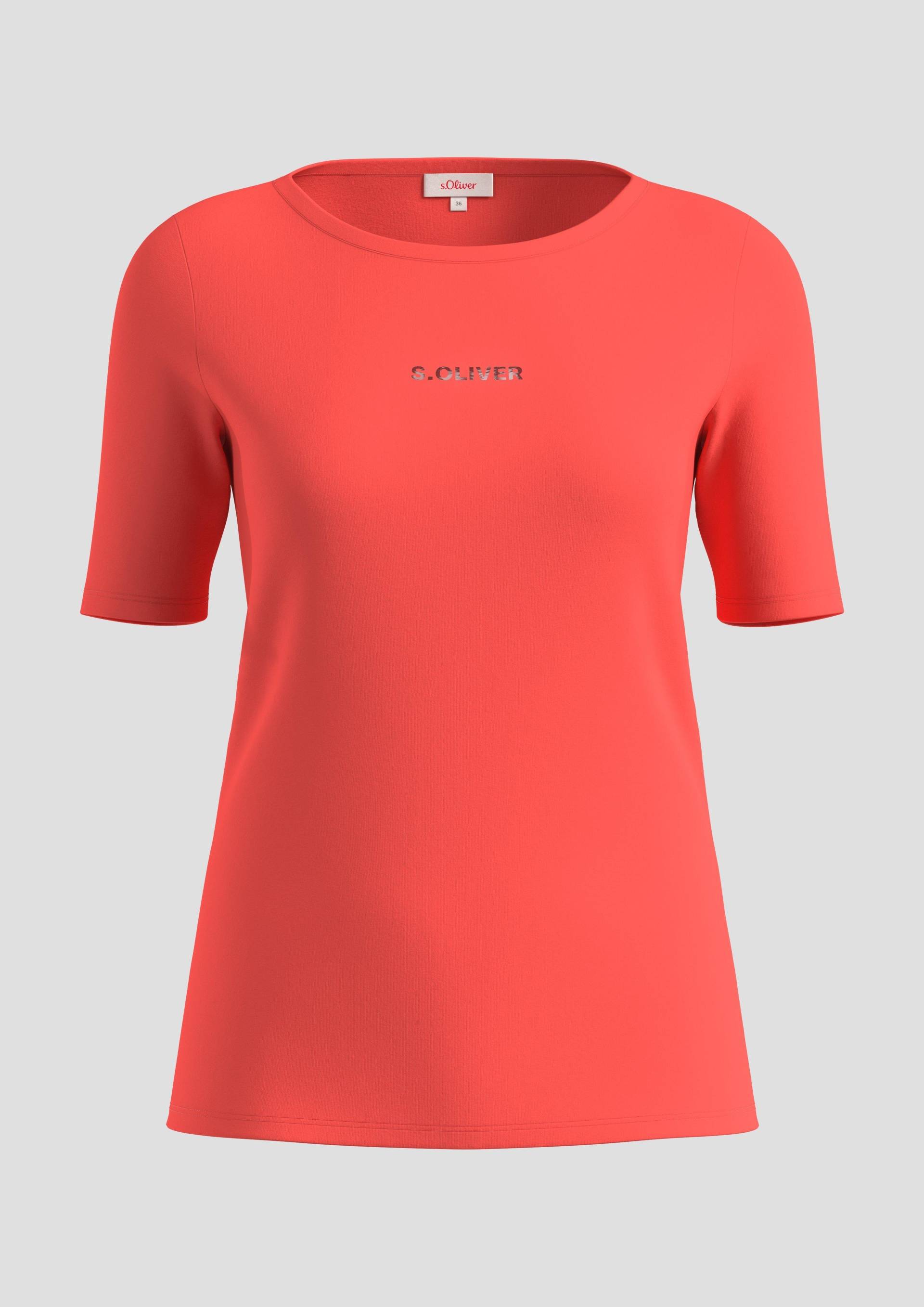 s.Oliver - T-Shirt mit Schriftprint, Damen, Orange von s.Oliver