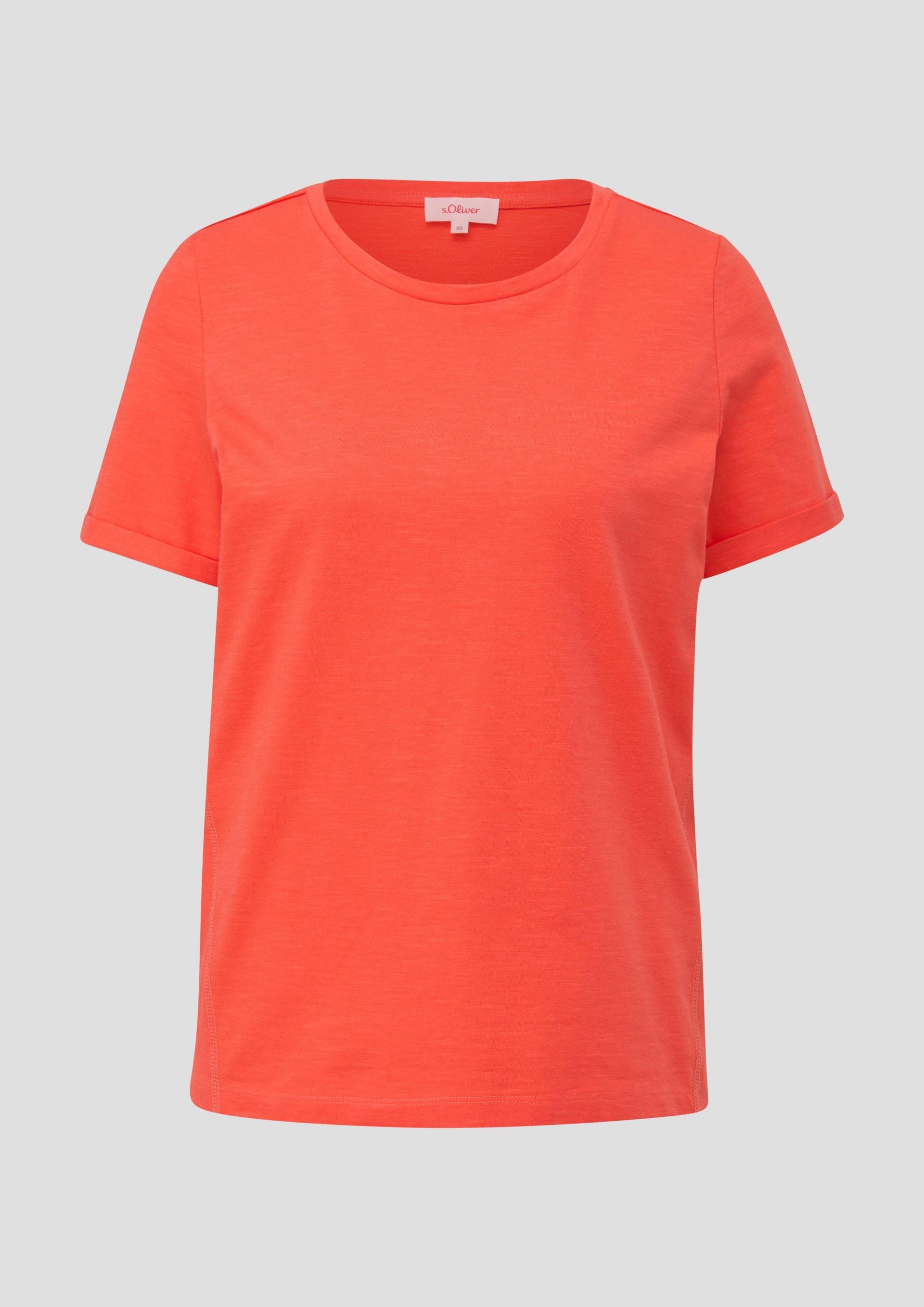 s.Oliver - T-Shirt mit Seitennähten, Damen, Orange von s.Oliver