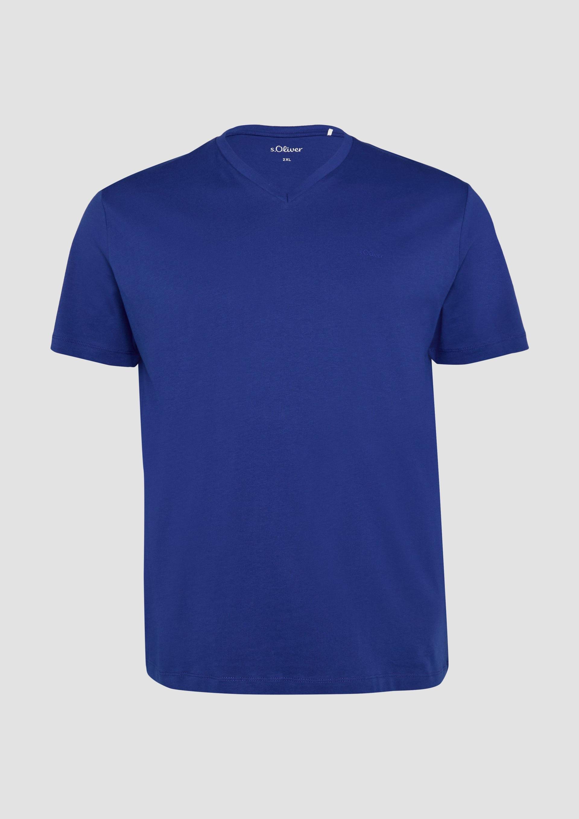 s.Oliver - T-Shirt mit V-Ausschnitt und Logo-Print, Herren, blau s.Oliver - T-Shirt mit V-Ausschnitt und Logo-Print, Herren, blau von s.Oliver