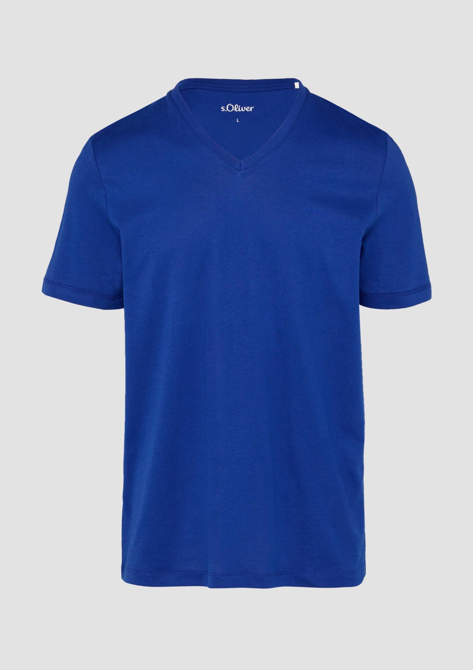 s.Oliver - T-Shirt mit V-Ausschnitt und Logo-Print, Herren, blau s.Oliver - T-Shirt mit V-Ausschnitt und Logo-Print, Herren, blau von s.Oliver