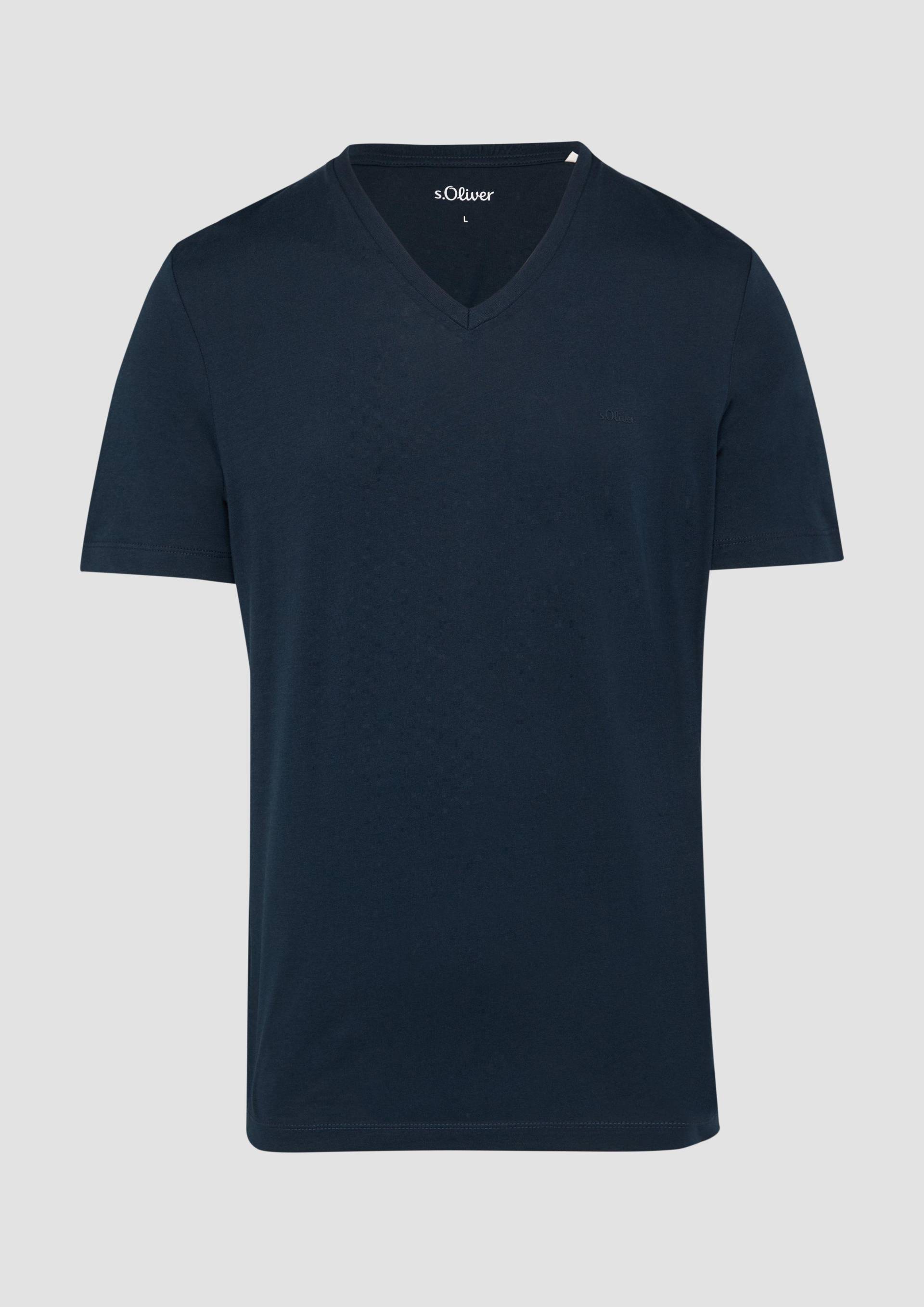 s.Oliver - T-Shirt mit V-Ausschnitt und Logo-Print, Herren, blau s.Oliver - T-Shirt mit V-Ausschnitt und Logo-Print, Herren, blau von s.Oliver