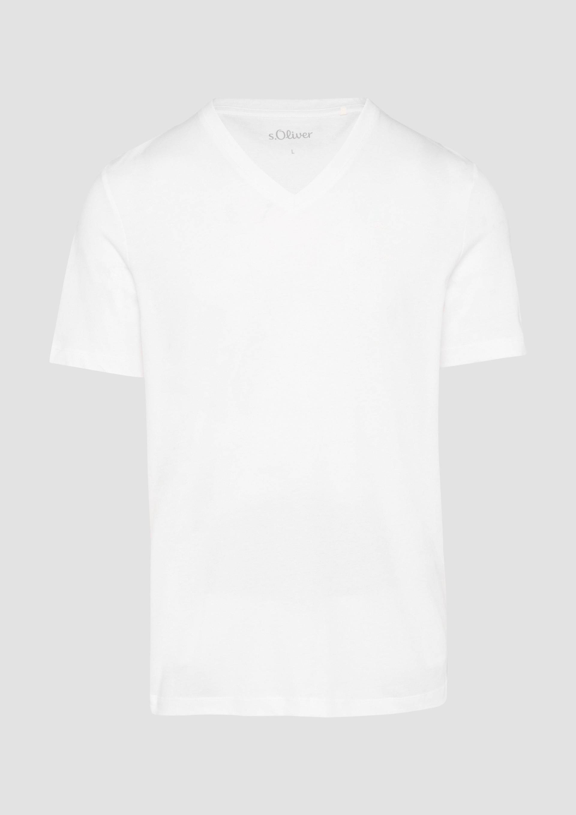 s.Oliver - T-Shirt mit V-Ausschnitt und Logo-Print, Herren, weiß s.Oliver - T-Shirt mit V-Ausschnitt und Logo-Print, Herren, weiß von s.Oliver