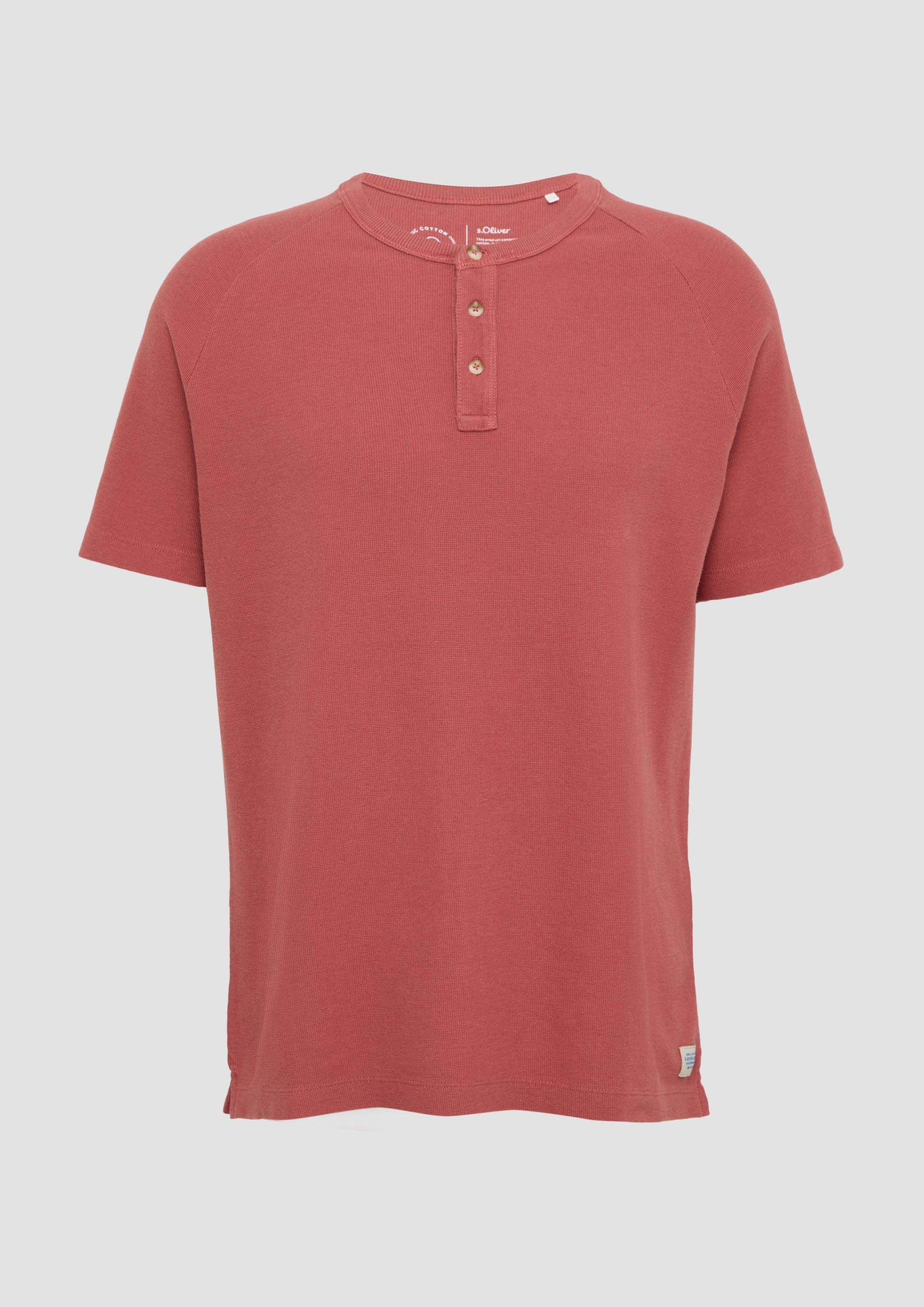 s.Oliver - T-Shirt mit Waffelstruktur und Henleyausschnitt, Herren, rot von s.Oliver
