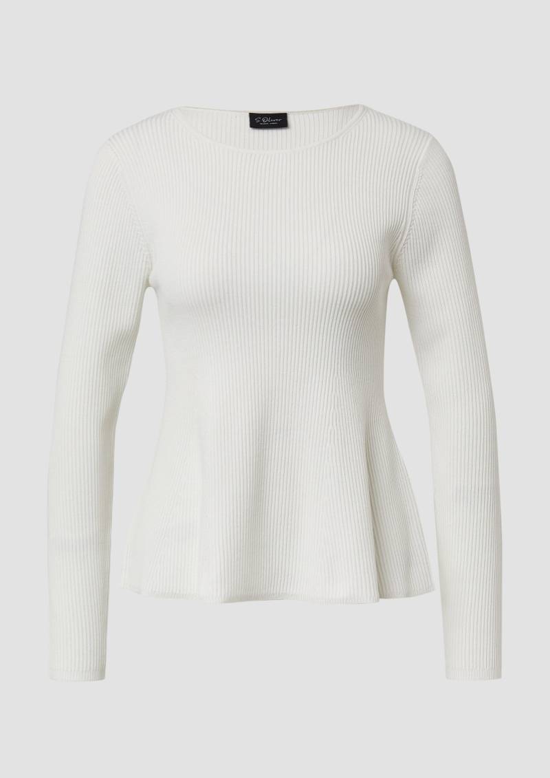 s.Oliver - Taillierter Feinstrick-Pullover mit ausgestelltem Saum, Damen, creme von s.Oliver