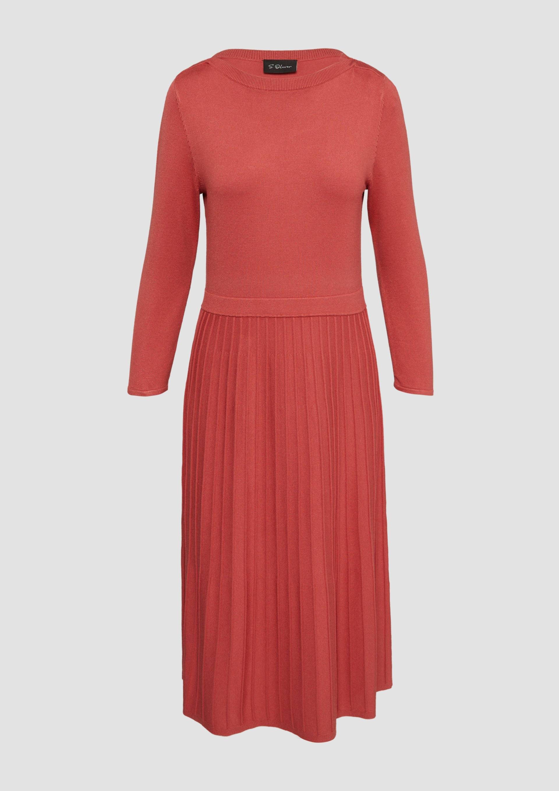 s.Oliver - Tailliertes Strickkleid mit plissiertem Rock, Damen, rot von s.Oliver