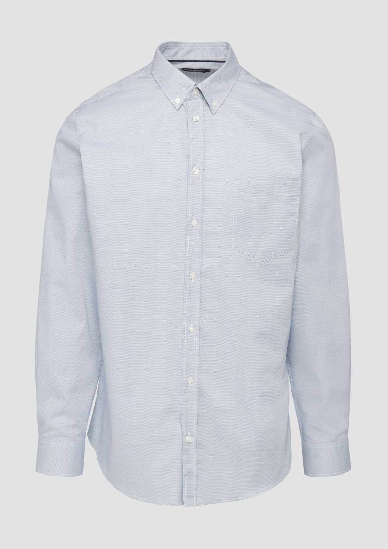 s.Oliver - Tailored Fit: Elastisches Baumwollhemd mit Strukturmuster, Herren, blau von s.Oliver