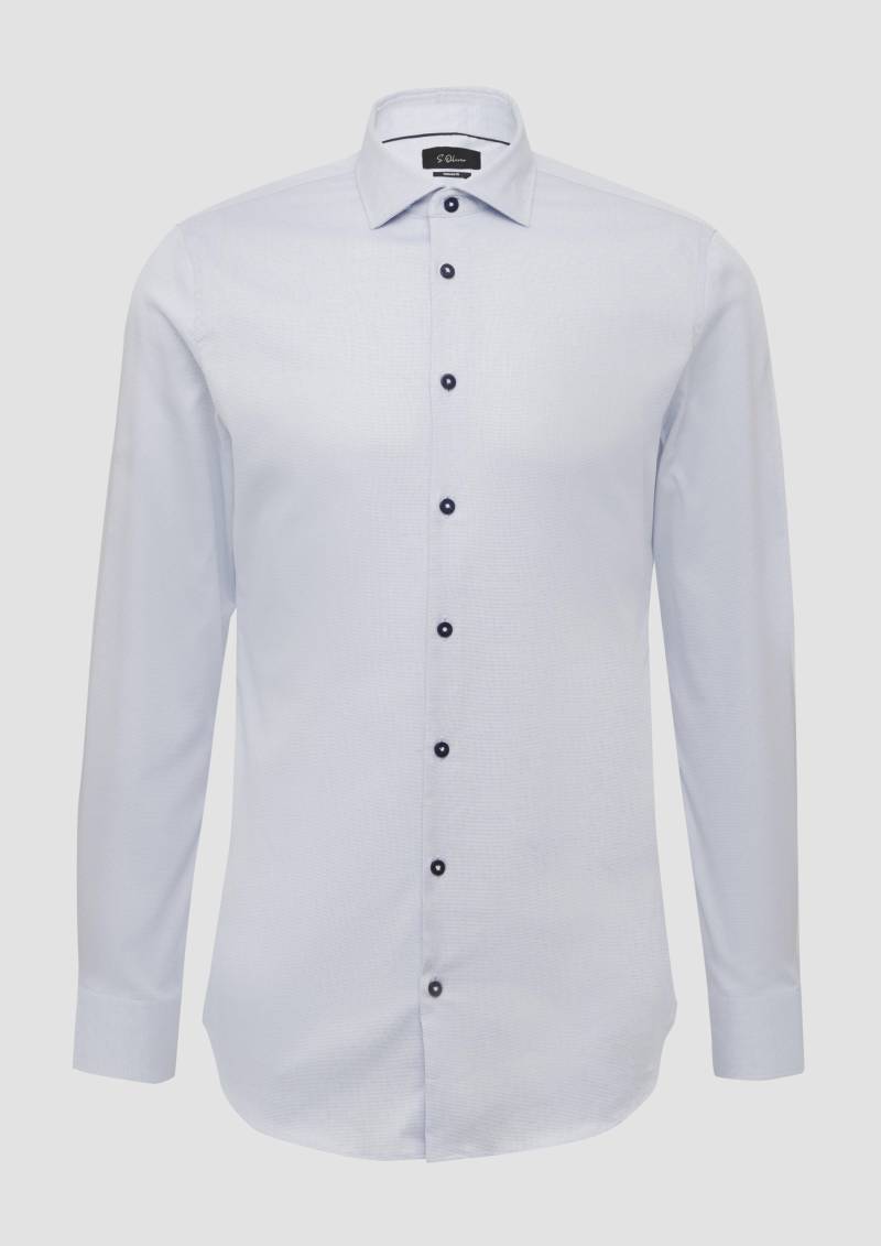 s.Oliver - Tailored Fit: Fein gemustertes Langarmhemd mit Haifisch-Kragen, Herren, blau von s.Oliver