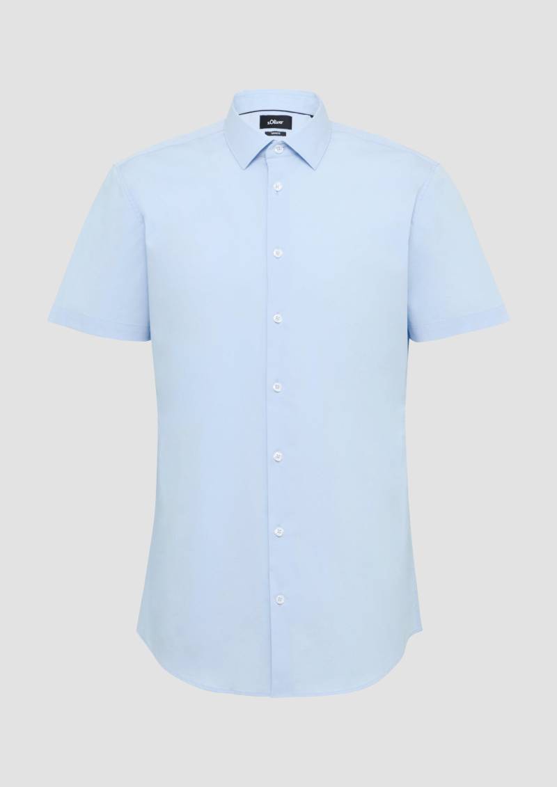 s.Oliver - Tailored Fit: Feines Kurzarm-Hemd aus hochwertigem Baumwollstretch, Herren, blau von s.Oliver