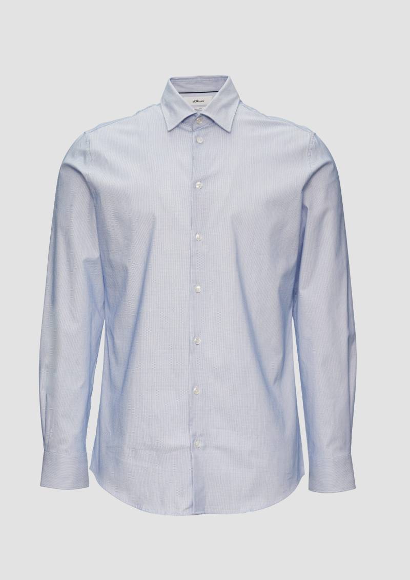 s.Oliver - Tailored Fit: Hemd aus Baumwollstretch, Herren, blau|weiß von s.Oliver