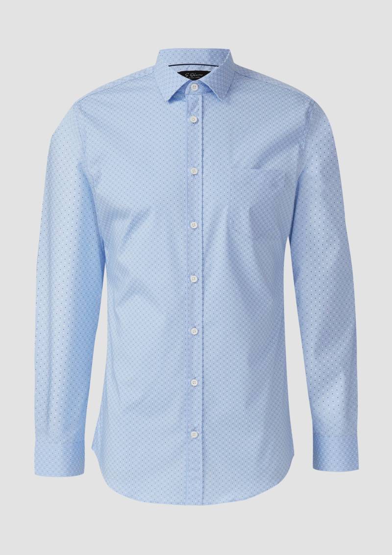 s.Oliver - Tailored Fit: Langarmhemd mit All-over-Print, Herren, blau von s.Oliver