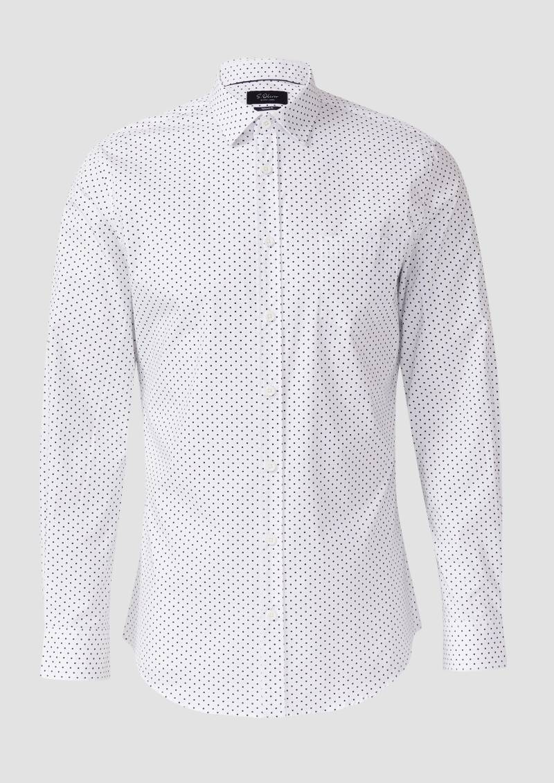 s.Oliver - Tailored Fit: Langarmhemd mit All-over-Print, Herren, weiß von s.Oliver