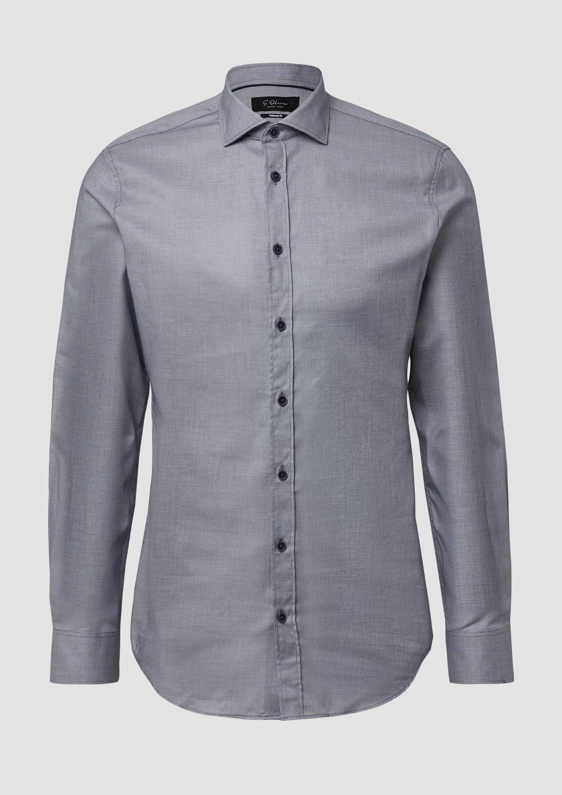 s.Oliver - Tailored Fit: Langarmhemd mit feiner Webstruktur, Herren, blau von s.Oliver
