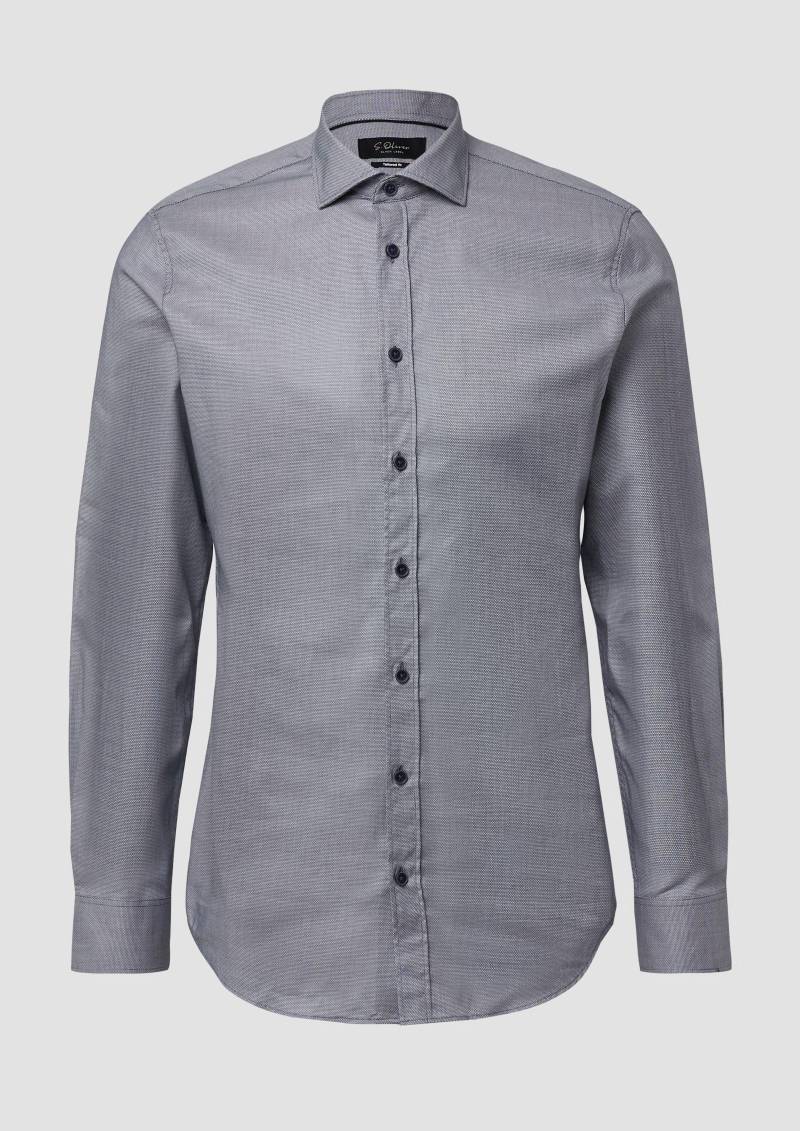s.Oliver - Tailored Fit: Langarmhemd mit feiner Webstruktur, Herren, blau von s.Oliver