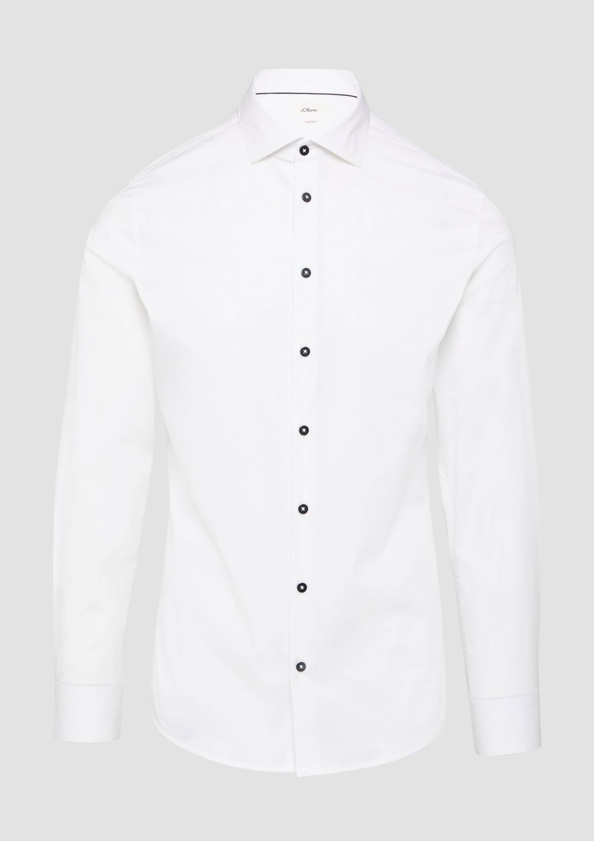 s.Oliver - Tailored Fit: Popeline-Hemd aus Baumwollstretch, Herren, weiß von s.Oliver
