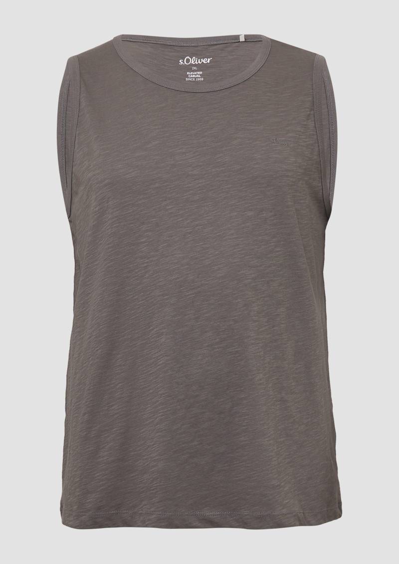 s.Oliver - Tanktop mit Flammgarnstruktur und Logo, Herren, grau von s.Oliver