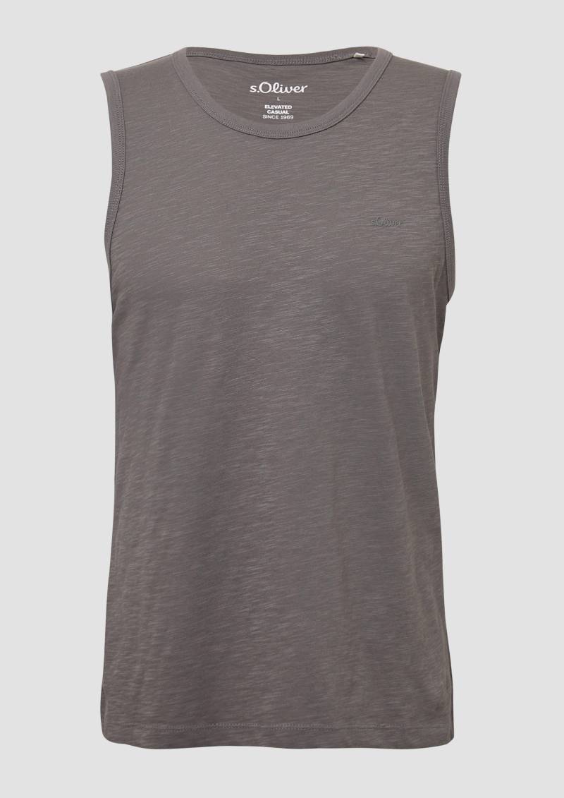 s.Oliver - Tanktop mit Flammgarnstruktur und Logo, Herren, grau von s.Oliver