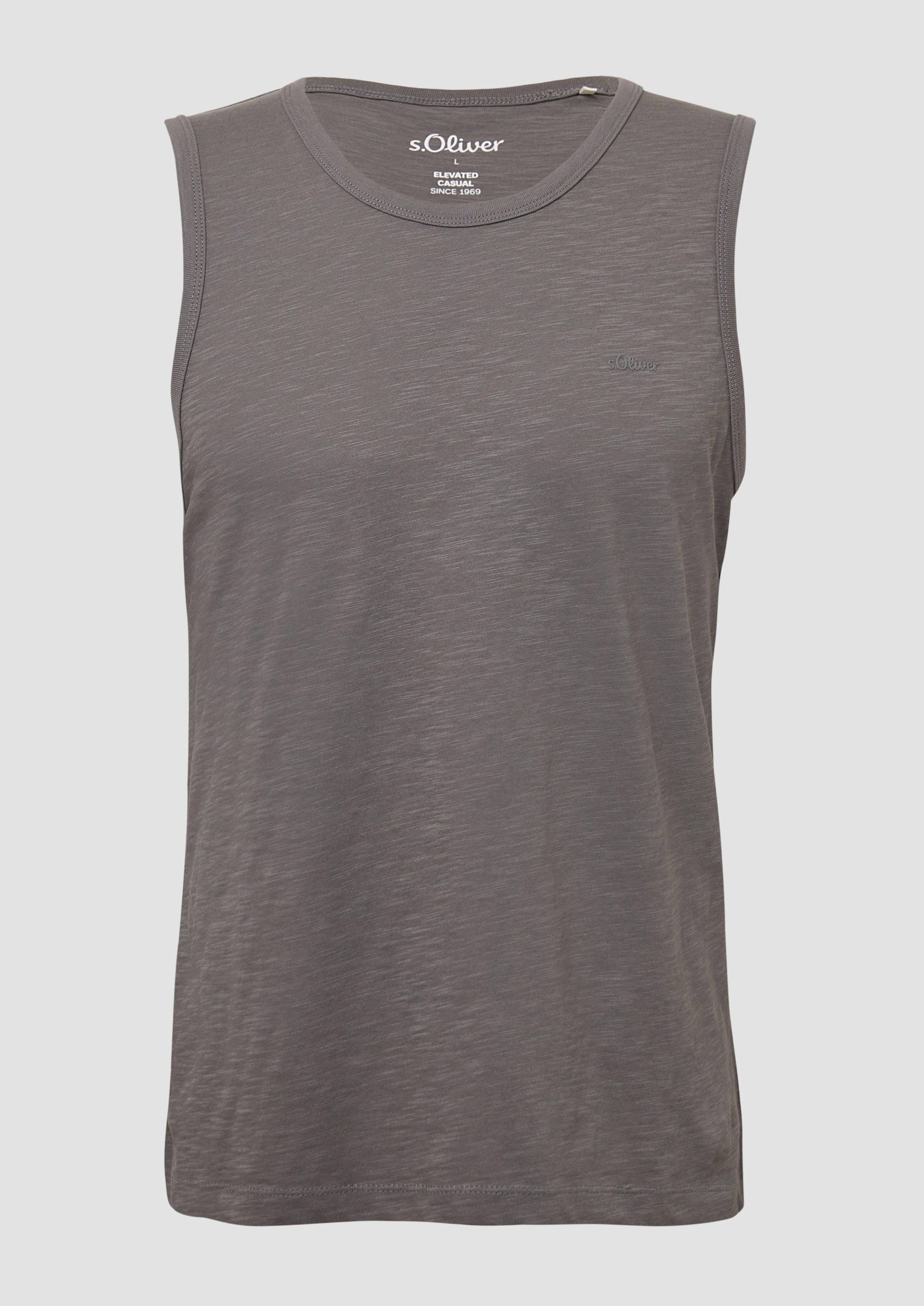 s.Oliver - Tanktop mit Flammgarnstruktur und Logo, Herren, grau von s.Oliver