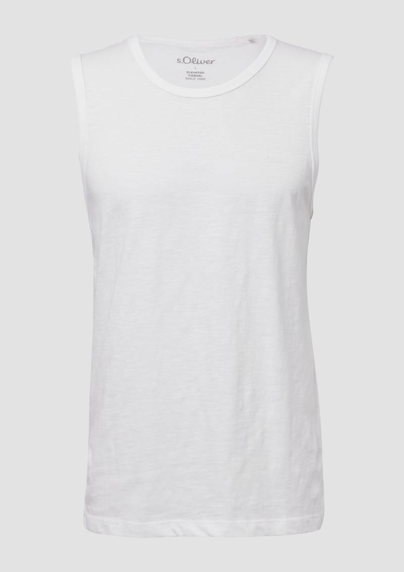 s.Oliver - Tanktop mit Flammgarnstruktur und Logo, Herren, weiß s.Oliver - Tanktop mit Flammgarnstruktur und Logo, Herren, weiß von s.Oliver