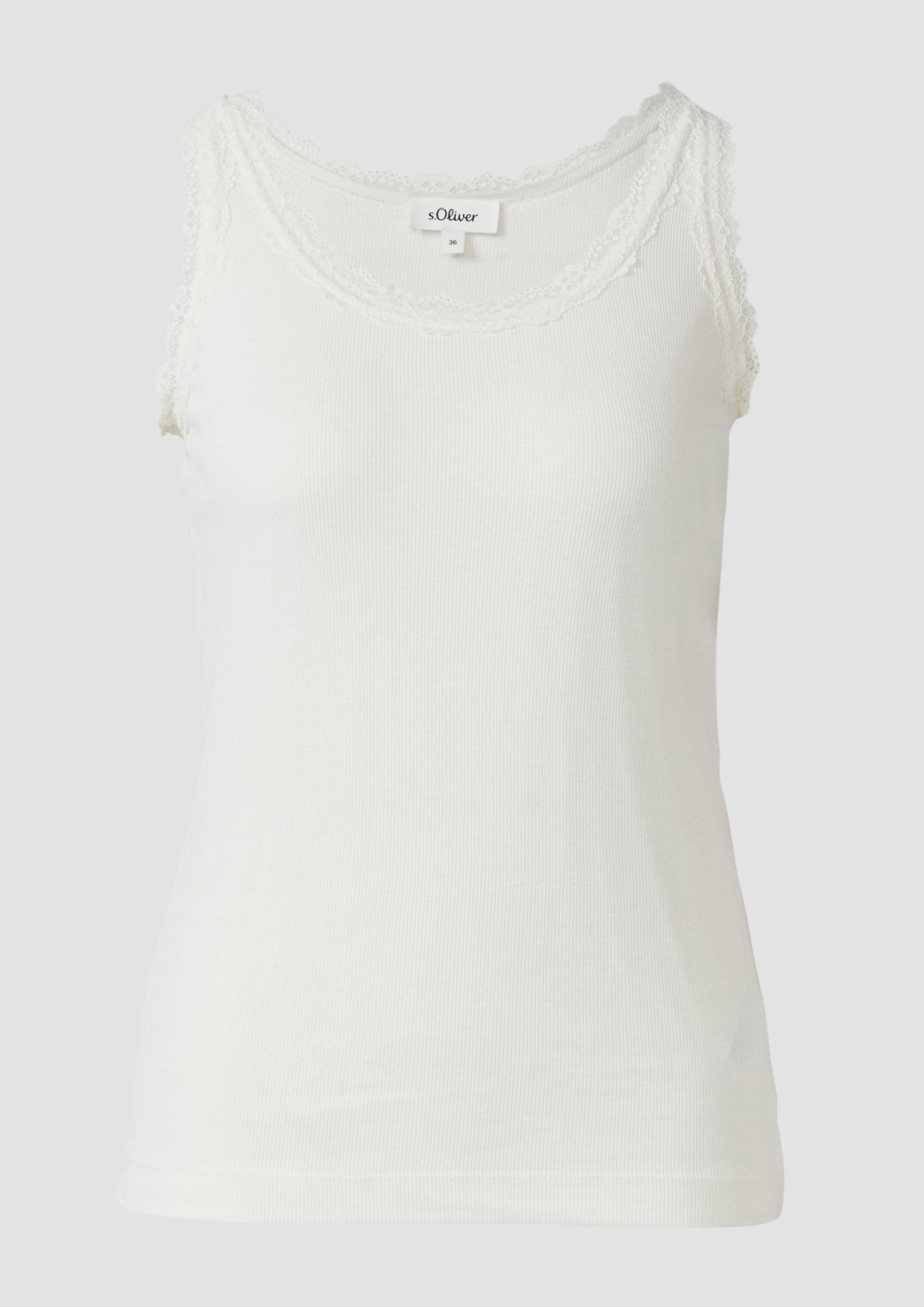 s.Oliver - Tanktop mit Spitzenbesatz, Damen, creme von s.Oliver