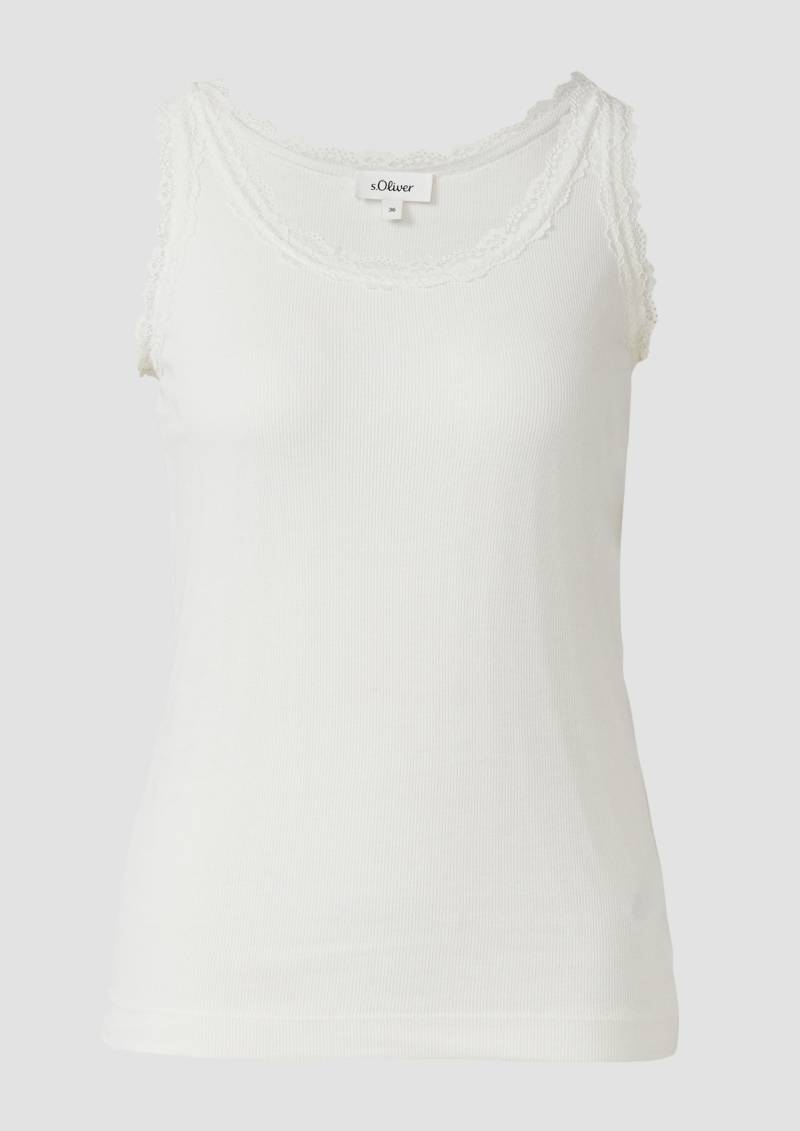 s.Oliver - Tanktop mit Spitzenbesatz, Damen, creme von s.Oliver
