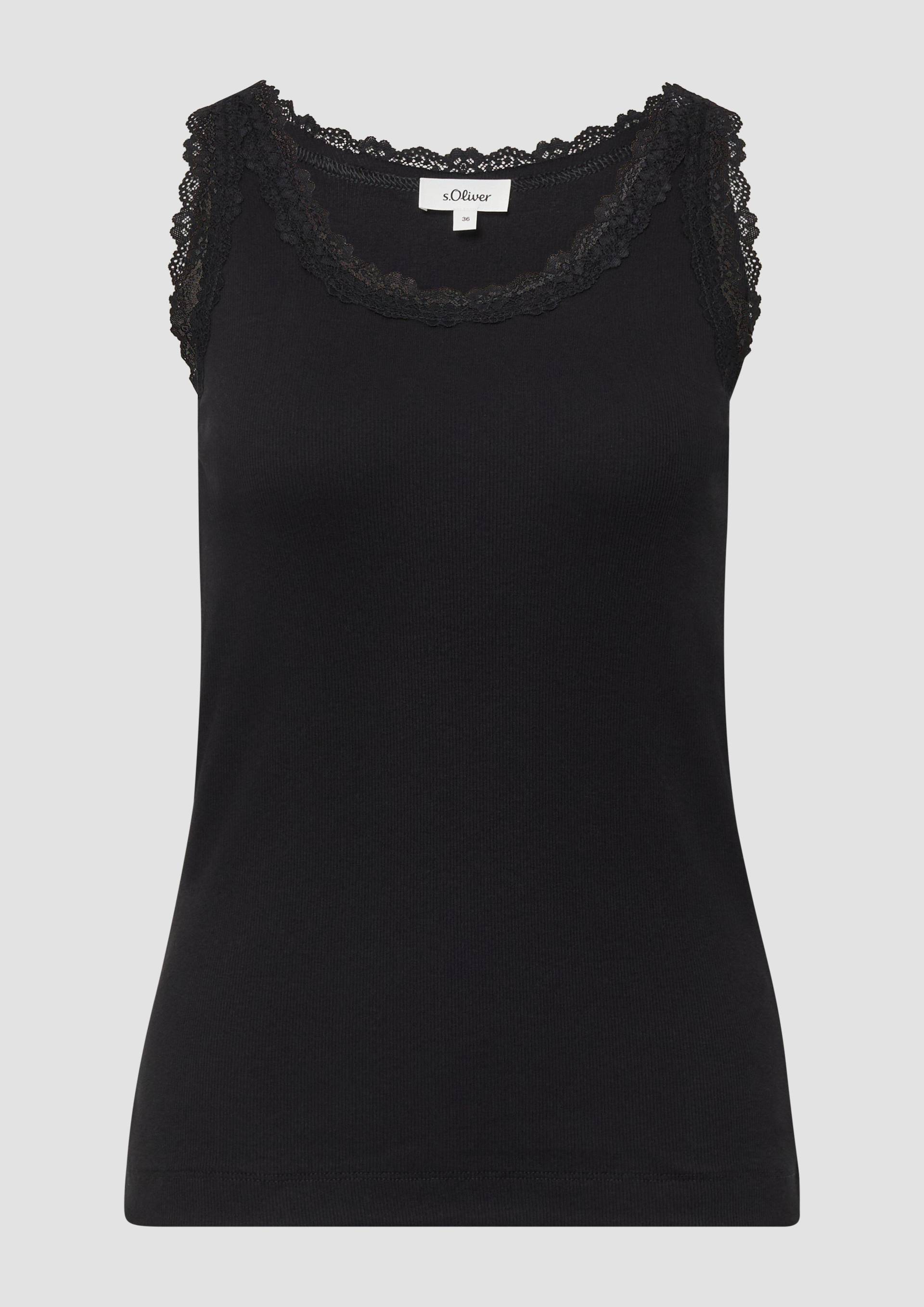 s.Oliver - Tanktop mit Spitzenbesatz, Damen, schwarz von s.Oliver