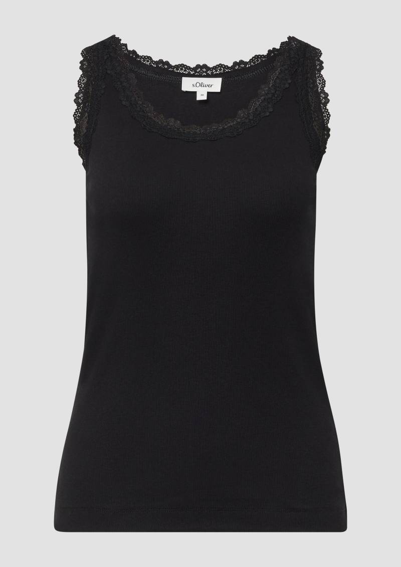 s.Oliver - Tanktop mit Spitzenbesatz, Damen, schwarz von s.Oliver