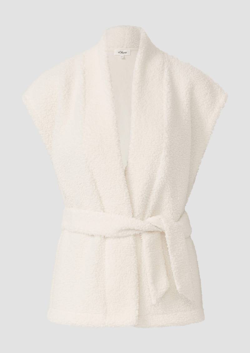 s.Oliver - Leichte Teddyplüsch-Weste mit Gürtel, Damen, creme von s.Oliver
