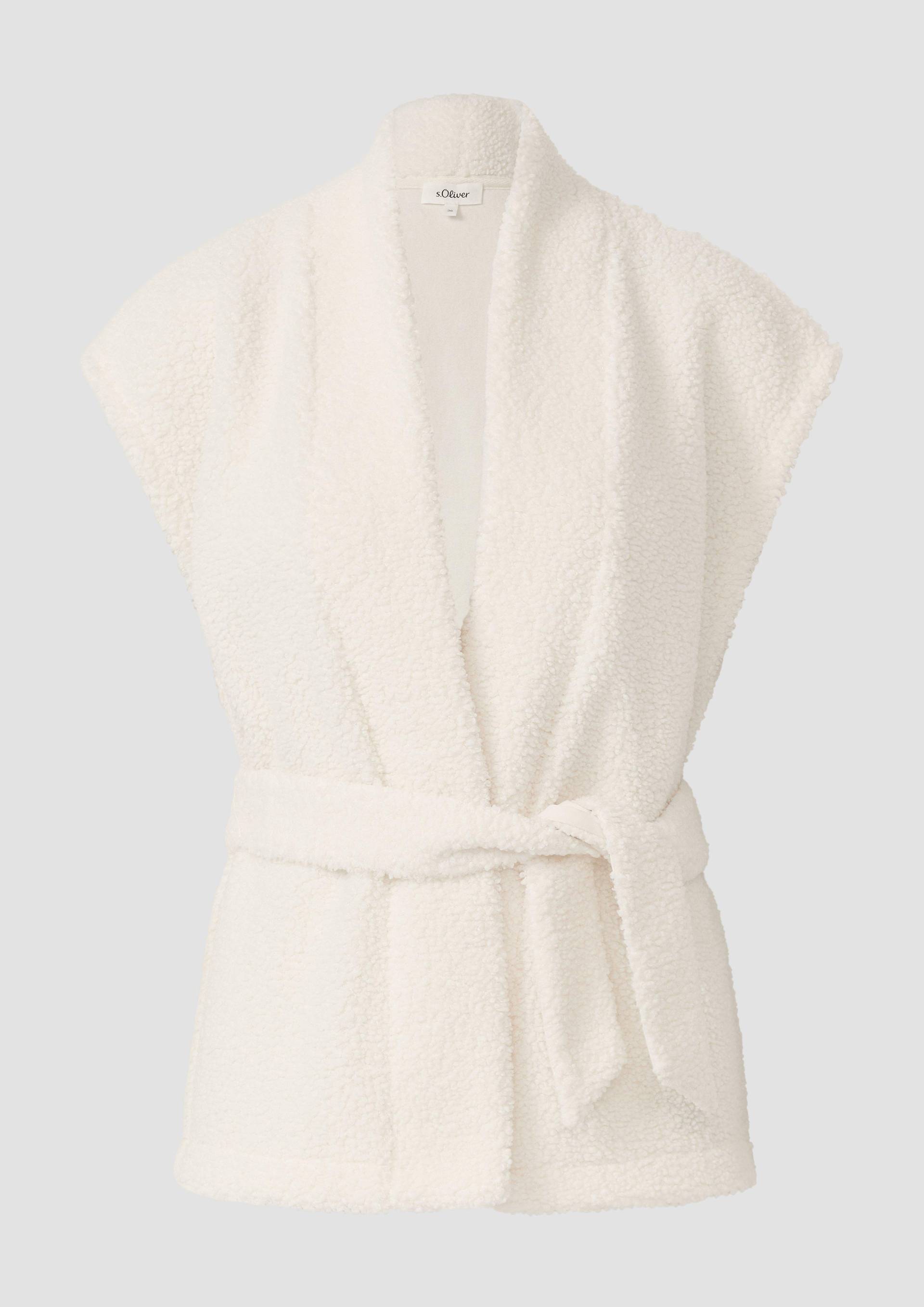 s.Oliver - Leichte Teddyplüsch-Weste mit Gürtel, Damen, creme von s.Oliver