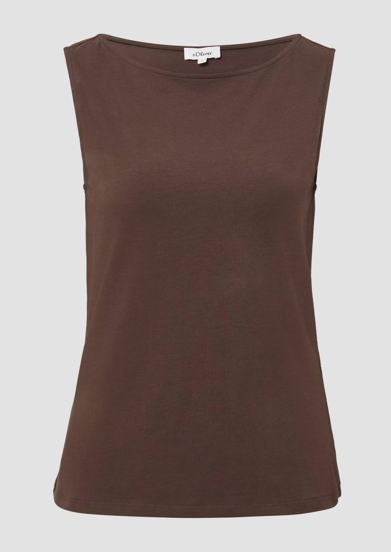 s.Oliver - Top aus Baumwollmix mit U-Boot-Ausschnitt, Damen, braun von s.Oliver
