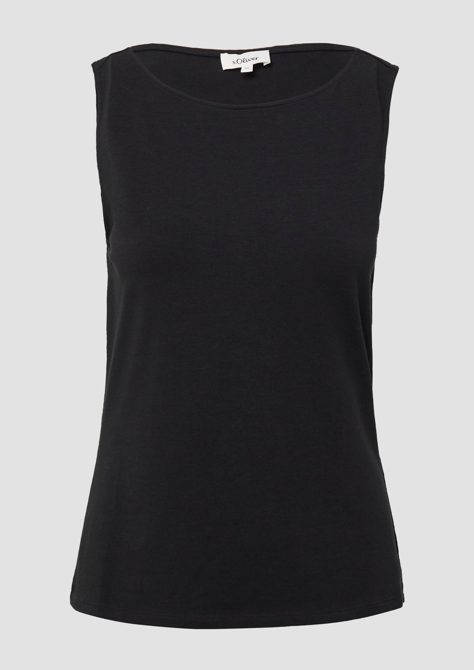 s.Oliver - Top aus Baumwollmix mit U-Boot-Ausschnitt, Damen, schwarz von s.Oliver