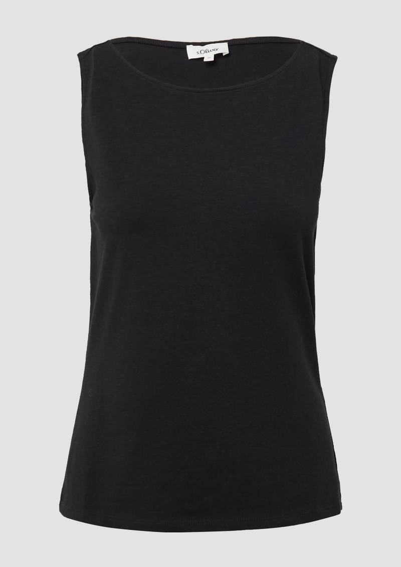 s.Oliver - Top aus Baumwollmix mit U-Boot-Ausschnitt, Damen, schwarz von s.Oliver