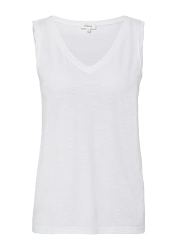 s.Oliver Top mit Flammgarnstruktur und V-Ausschnitt weiß 34 von s.Oliver